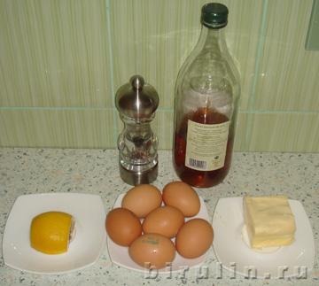Яйцо пашот с голландским соусом. Ингредиенты.