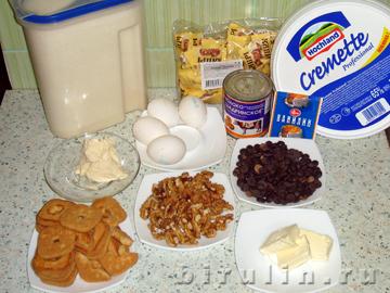 Чизкейк орехово-карамельный с шоколадом. Ингрединты.
