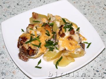 Запеченный картофель с грибами, языком и сыром. Фото 22